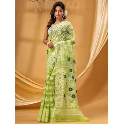 DESH BIDESH Floral Woven Design Pure Cotton Jamdani Saree-picture-22