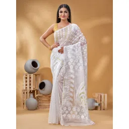 DESH BIDESH Floral Woven Design Pure Cotton Jamdani Saree-picture-36