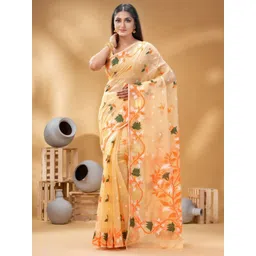 DESH BIDESH Floral Woven Design Pure Cotton Jamdani Saree-picture-27