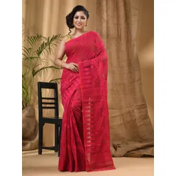 DESH BIDESH Floral Woven Design Pure Cotton Jamdani Saree-picture-34