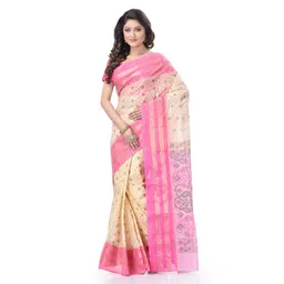 DESH BIDESH Floral Woven Design Pure Cotton Taant Saree-picture-28