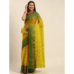 Desh Bidesh Green Cotton Paisley Saree-picture-11