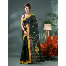 Desh Bidesh Green Cotton Woven Design Saree-picture-36