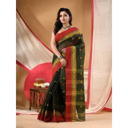 Desh Bidesh Green Cotton Woven Design Saree Without Blouse Piece-picture-32