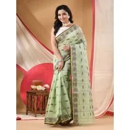 Desh Bidesh Green Cotton Woven Design Saree Without Blouse Piece-picture-15