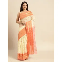 Desh Bidesh Orange Cotton Woven Design Saree-picture-12