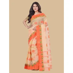 Desh Bidesh Orange Pure Cotton Floral Saree-picture-19