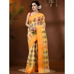 DESH BIDESH Paisley Pure Cotton Handloom Block Print Saree-picture-25