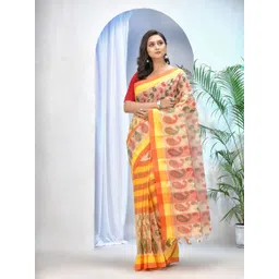 DESH BIDESH Paisley Pure Cotton Taant Saree-picture-20