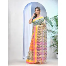 DESH BIDESH Paisley Pure Cotton Taant Saree-picture-22