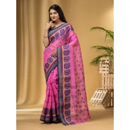 DESH BIDESH Paisley Woven Design Cotton Taant Saree image 1