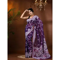 DESH BIDESH Paisley Woven Design Jamdani Saree-picture-17