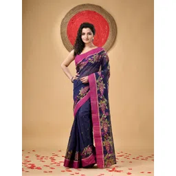 DESH BIDESH Paisley Woven Design Pure Cotton Taant Saree-picture-10
