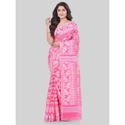 Desh Bidesh Pink Cotton Self Design Saree-picture-27