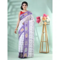 Desh Bidesh Purple Cotton Woven Design Saree With Blouse-picture-12