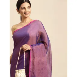 DESH BIDESH Purple Solid Tissue Taant Saree-picture-35
