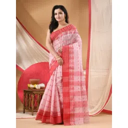 Desh Bidesh Red Cotton Woven Design Saree Without Blouse Piece-picture-20