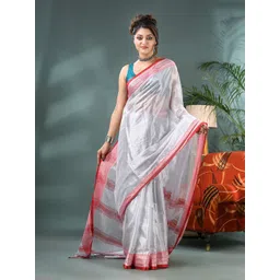 DESH BIDESH Solid Saree With Woven Design Border-picture-38
