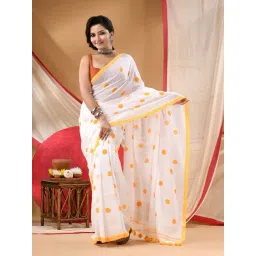 Desh Bidesh Yellow Cotton Printed Saree Without Blouse Piece-picture-37