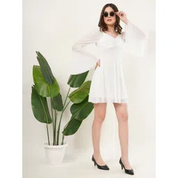 Deshi Girl Flared Sleeve Net Fit & Flare Dress-picture-37