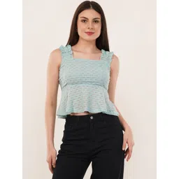 Deshi Girl Ruffles Smocked Net Peplum Top-picture-28