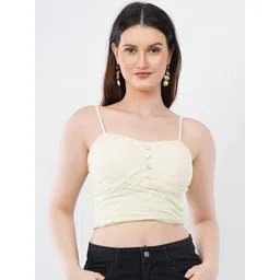 Deshi Girl Self Design Shoulder Straps Ruched Net Crop Top-picture-24