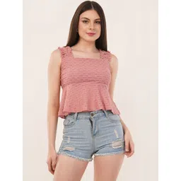 Deshi Girl Smocked Net Peplum Top-picture-21