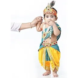 DESI ANDAAZ Krishna Dress for Kids – FancyDress for Boys & Girls | Bal Krishna with Mukut, Flute & Accessories (Set of 10)| Janmashtami-picture-31
