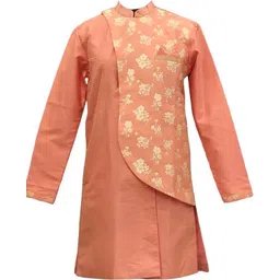 Desi Butik DesiButik Men's Peach Silk Blend Intricate Sherwani with Pant DBOS1059 Embellished Sherwani-picture-11