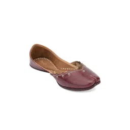 DESI COLOUR Embroidered Square Toe Leather Mojaris-picture-22