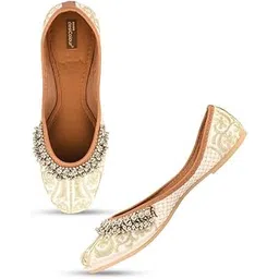 desi colour Flat Footwear/Mojari/Punjabi Jutti/Bellies for Women - Embroidered Gungroo-picture-11