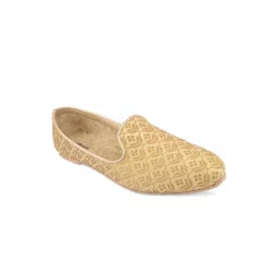 DESI COLOUR Men Gold-Toned Woven Design Mojaris-picture-39