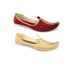 DESI COLOUR Men Pack of 2 Multicoloured Woven Design Mojaris-picture-14