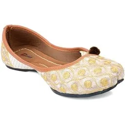 desi colour Women Ethnic Footwear Office wear Punjabi Jutti Mojari Gold Side Flip-1-picture-25