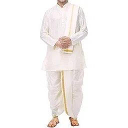 desi dhang Dhoti's, Full Length, Men's Ethnic Wear White Dhoti 4.5 m Single Piece Pure Cotton image 1