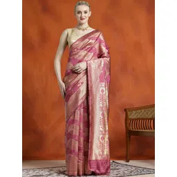 Desi Fusion Ethnic Motifs Woven Design Zari Banarasi Saree-picture-41