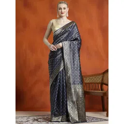 Desi Fusion Ethnic Motifs Woven Design Zari Banarasi Saree-picture-18