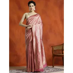 Desi Fusion Ethnic Motifs Woven Design Zari Banarasi Saree-picture-31