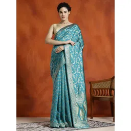 Desi Fusion Ethnic Motifs Woven Design Zari Banarasi Saree-picture-27