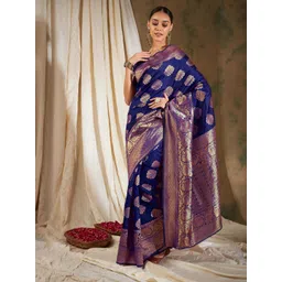 Desi Fusion Ethnic Motifs Woven Design Zari Saree-picture-31