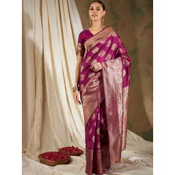 Desi Fusion Ethnic Motifs Woven Design Zari Saree-picture-34