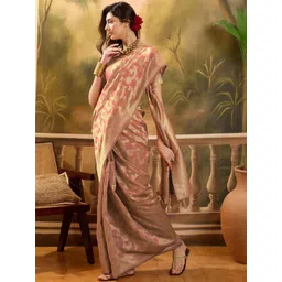Desi Fusion Floral Woven Design Pure Cotton Zari Saree-picture-26