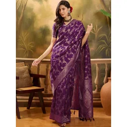 Desi Fusion Floral Woven Design Zari Pure Cotton Saree-picture-25
