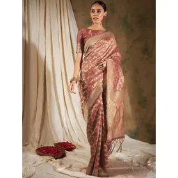 Desi Fusion Floral Woven Design Zari Saree-picture-14