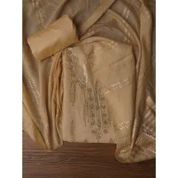 Desi Fusion Floral Woven Design Zari Unstitched Dress Material-picture-36