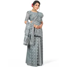 Desi Fusion Woven Design Embroidered Pure Cotton Handloom Saree-image-16