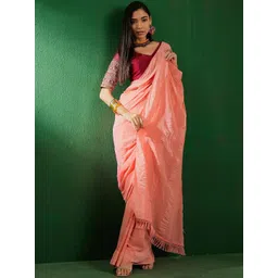 Desi Fusion Woven Design Embroidered Saree-image-17