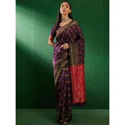 Desi Fusion Woven Design Ethnic Motifs Zari Saree-image-12