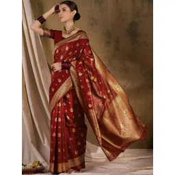 Desi Fusion Woven Design Zari Art Silk Handloom Saree-image-32