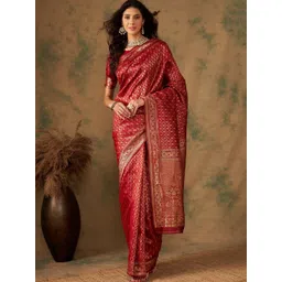 Desi Fusion Woven Design Zari Art Silk Heavy Work Saree-image-48